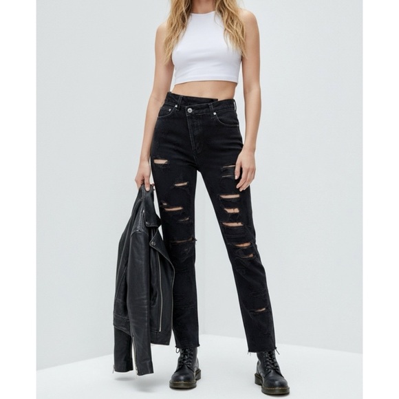 AGOLDE Criss Cross Straight Jeans, Feverish, 27 (US) - Picture 1 of 12